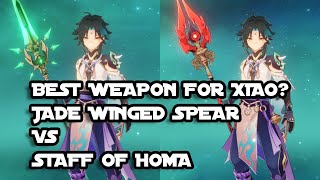 Xiao Primoridal Jade Winged Spear vs Staff of Homa Weapon Comparison  Genshin Impact [upl. by Vachil]