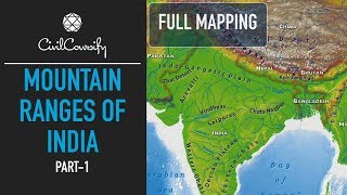 Mountain Ranges of India  PART 1  North amp NorthEast India  Full Mapping Practice [upl. by Aenaj]