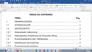 TABLA DE CONTENIDO INDICE EN WORD 2016 [upl. by Carolee]