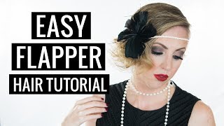 EASY Halloween Hair Tutorial 1920s Flapper [upl. by Awahsoj]