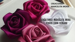 DIYComo Hacer Rosas Flores en TelaHow To Make Easy Fabric Flower RosesРозаクリップ簪 [upl. by Aisek558]