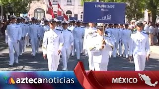 Cadetes de la Heroica Escuela Naval Militar participaron en desfile en Portugal [upl. by Yltsew]