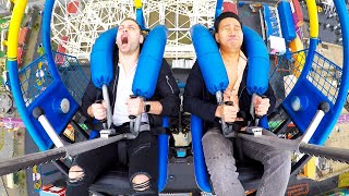 Try Not To Scream Challenge Slingshot Amusement Park Ride [upl. by Esiuqram]