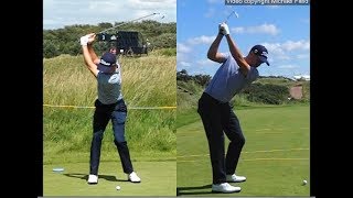 Justin Thomas golf swing  Long Iron faceon amp downtheline July 2017 [upl. by Morven815]