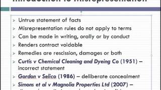 Misrepresentation Lecture 1 of 4 [upl. by Lovato]