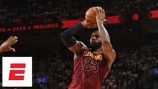 LeBron James hits 6 ridiculous 4thquarter fadeaways as he dismantles Raptors in Game 2  ESPN [upl. by Clim]