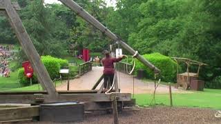 Trebuchet Live Demonstration at Warwick Castle [upl. by Ulrikaumeko]