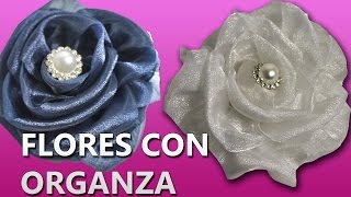 COMO HACER FLORES CON ORGANZA FACILES Y SENCILLAS  FLORES de tela faciles [upl. by Lai]