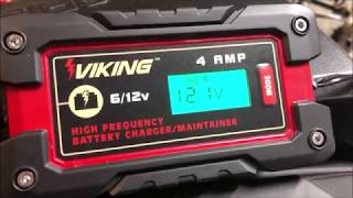 Harbor Freight  Viking 4 AMP Battery Charger Review And Demo 63350 [upl. by Augustin901]