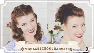 6 Easy Vintage 1950s Back To School Hairstyles CC [upl. by Pammy]